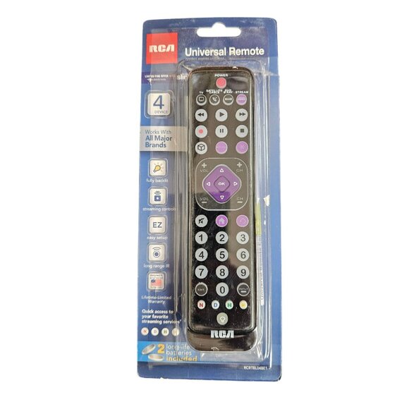 RCA Universal Remote Control 4 Device Black Fully Backlit Streaming Compatible E - Picture 1 of 5